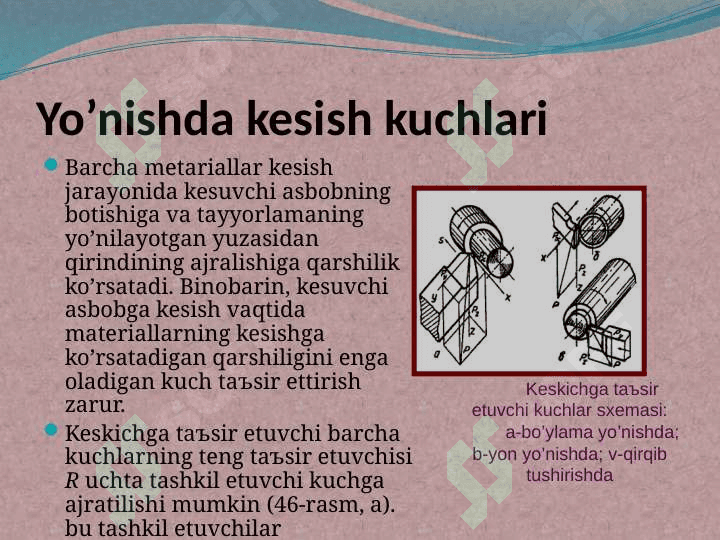 Yo’nishdа kesish kuchlаri vа kesish tezligi. Kesish tartiblаrini tаnlаsh 2