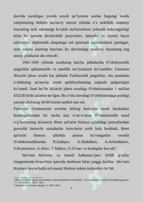 Ikkinchi jahon urushi yillarida Oʻzbekiston harbiylarining jangovor 4