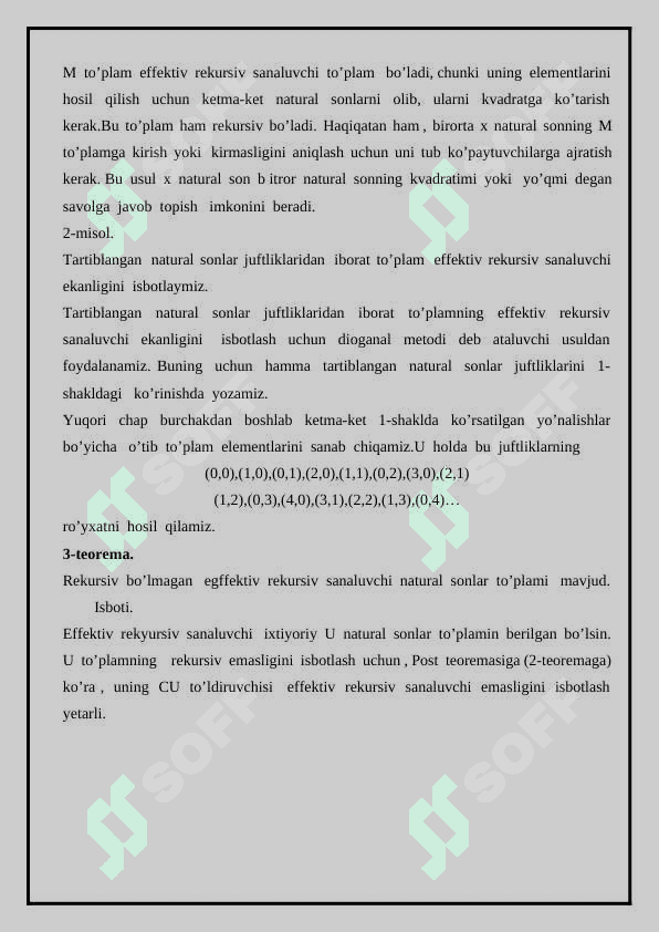 Diskret matematika va matematik mantiq refarat Rekursiv va rekursiv sanaluvchi toʻplamlar 4