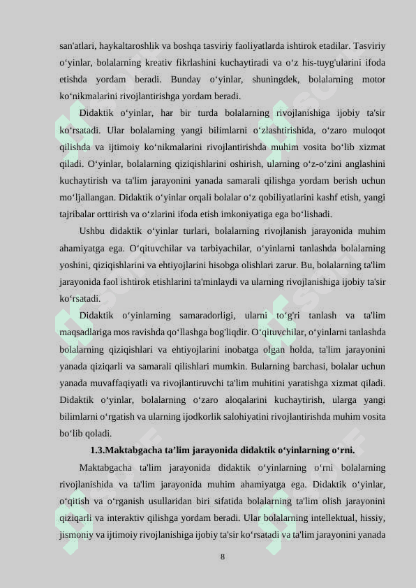 MAKTABGACHA YOSHDAGI BOLALARGA TA'LIM TARBIYA BERISHDA DIDAKTIK O‘YINLARNING ROLI 8