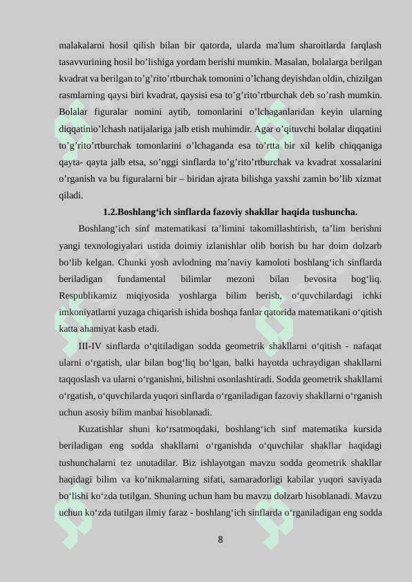 BOSHLANG‘ICH SINFLARDA FAZOVIY SHAKLLARNI 7