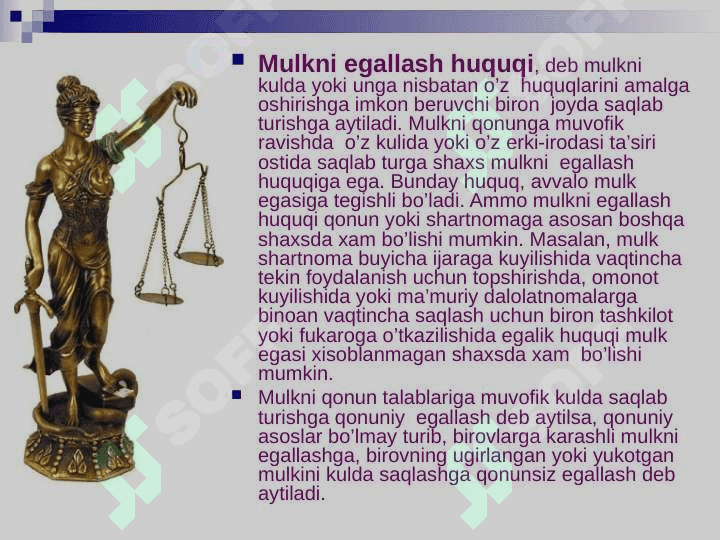 Mulk huquqi – biznes faoliyatining asosi sifatida 7