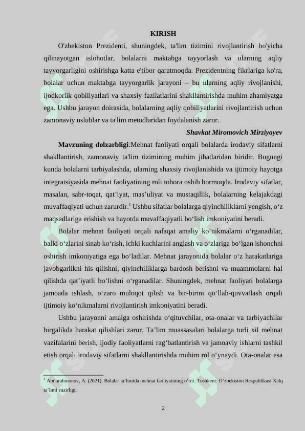 MEHNAT FAOLIYATI ORQALI BOLALARDA IRODAVIY SIFATLARNI SHAKLLANTIRISH 2