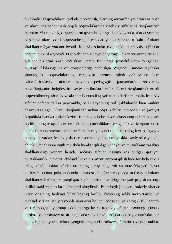 MEHNAT FAOLIYATI ORQALI BOLALARDA IRODAVIY SIFATLARNI SHAKLLANTIRISH 5