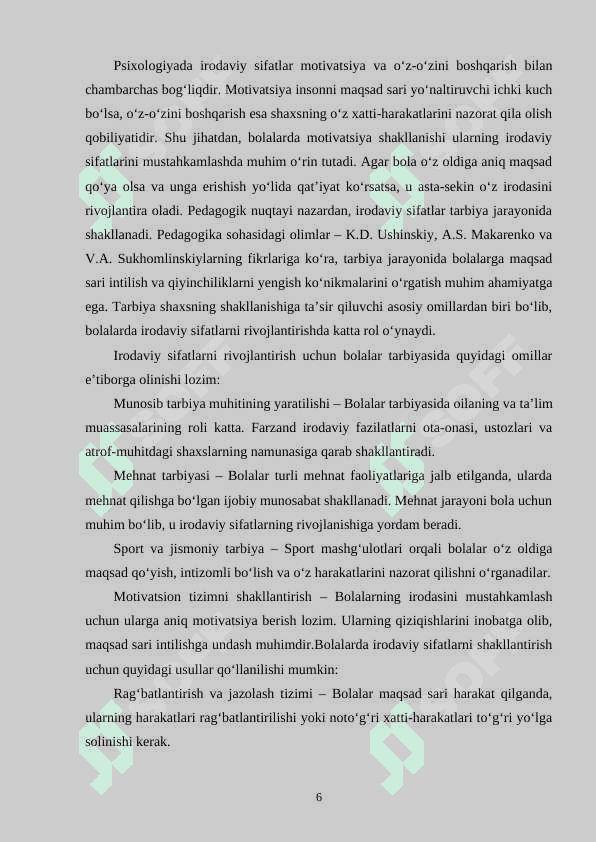 MEHNAT FAOLIYATI ORQALI BOLALARDA IRODAVIY SIFATLARNI SHAKLLANTIRISH 6