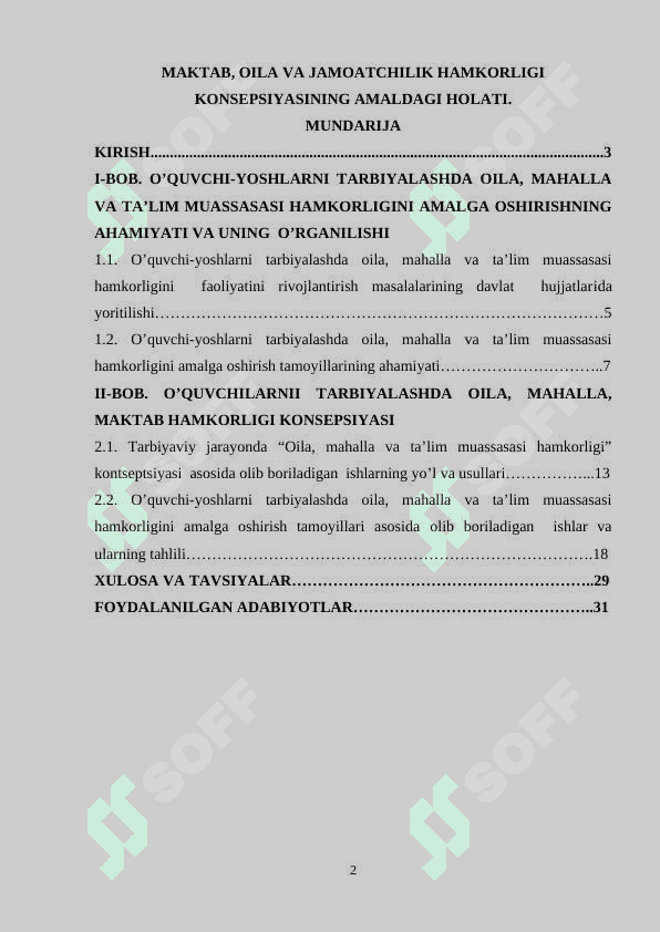 Maktab, oila va jamoatchilik hamkorligi konsepsiyasining amaldagi holati 2