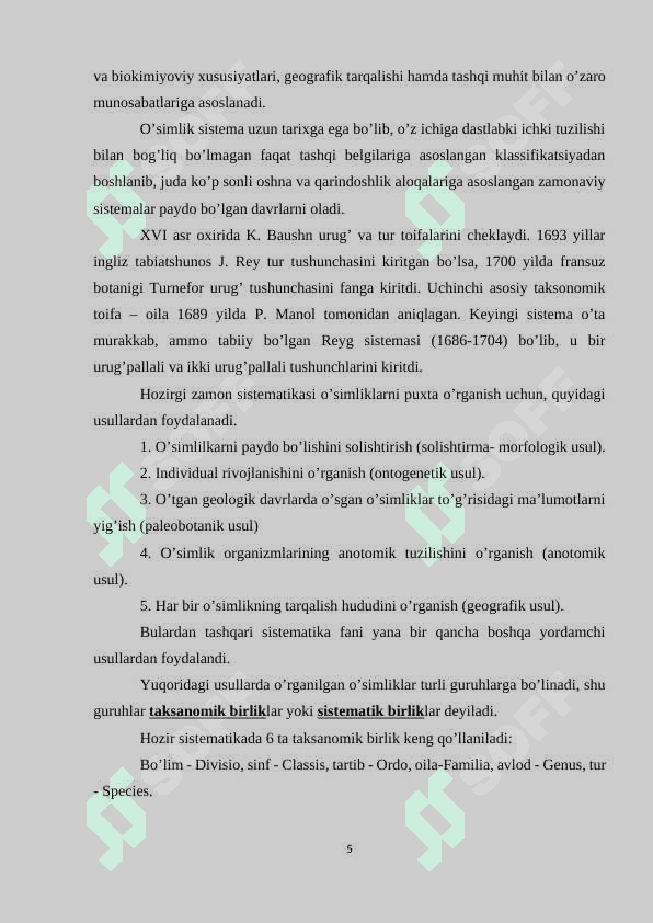 O’simliklarni hayotiy shakllari. 5