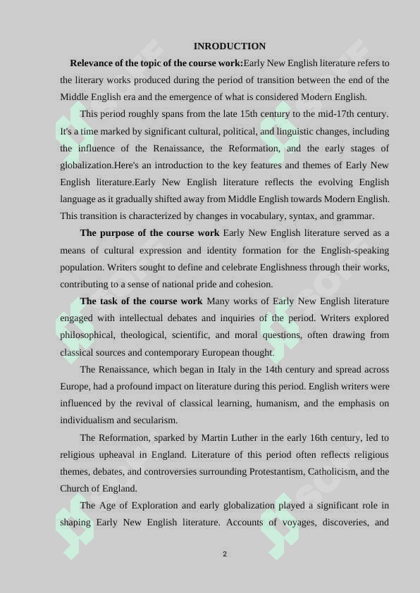EARLY NEW ENGLISH LITERATURE 2