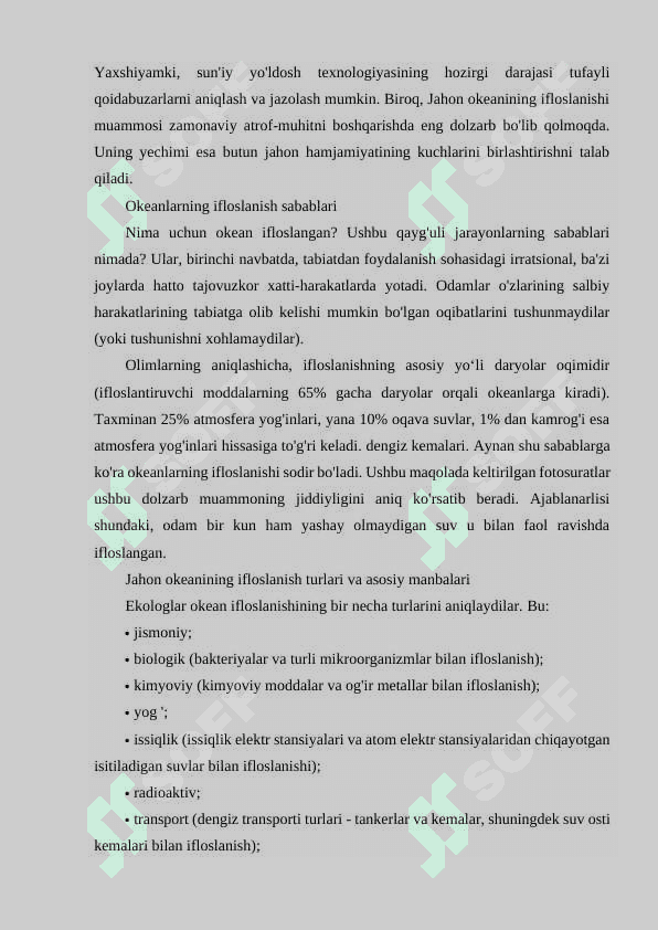Dunyo okeanining ifloslanishi muammolari 3