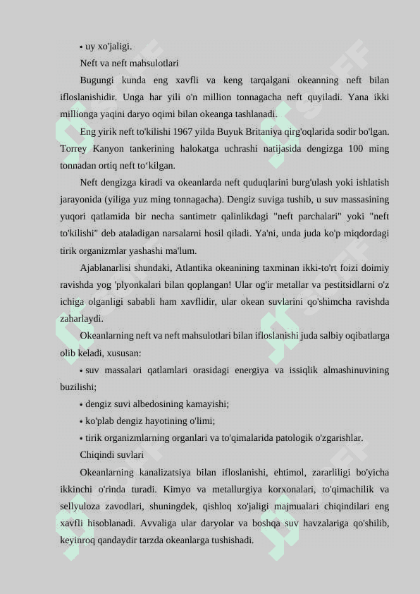 Dunyo okeanining ifloslanishi muammolari 4