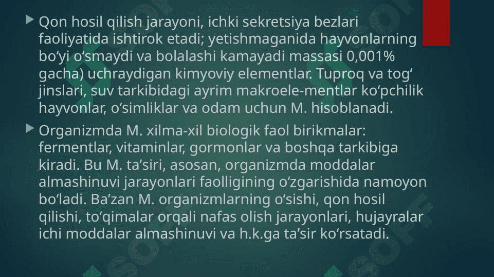 Mikroelementlar ftor va kalsiylarning ortib borishi 3