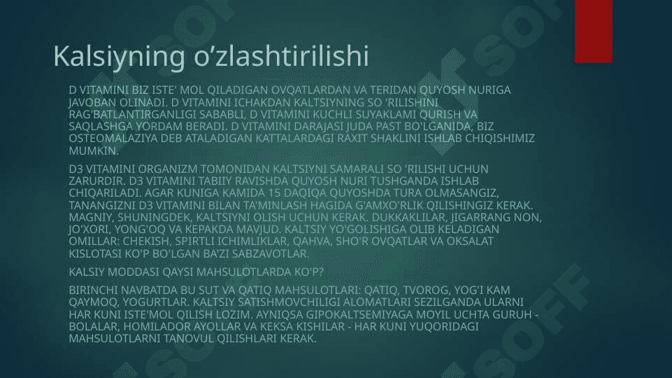 Mikroelementlar ftor va kalsiylarning ortib borishi 8