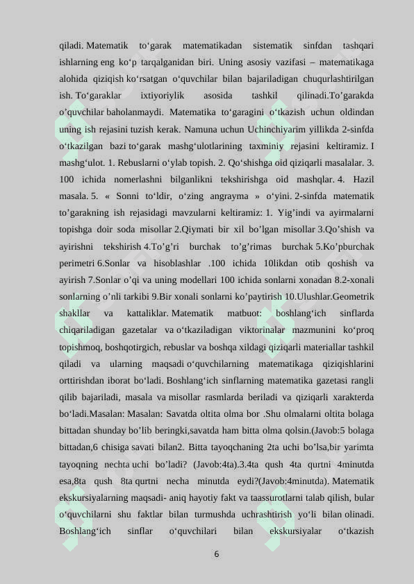 Matematika kechalarini o`tkazish orqali o`quvchilarni matematika faniga qiziqtirish 6
