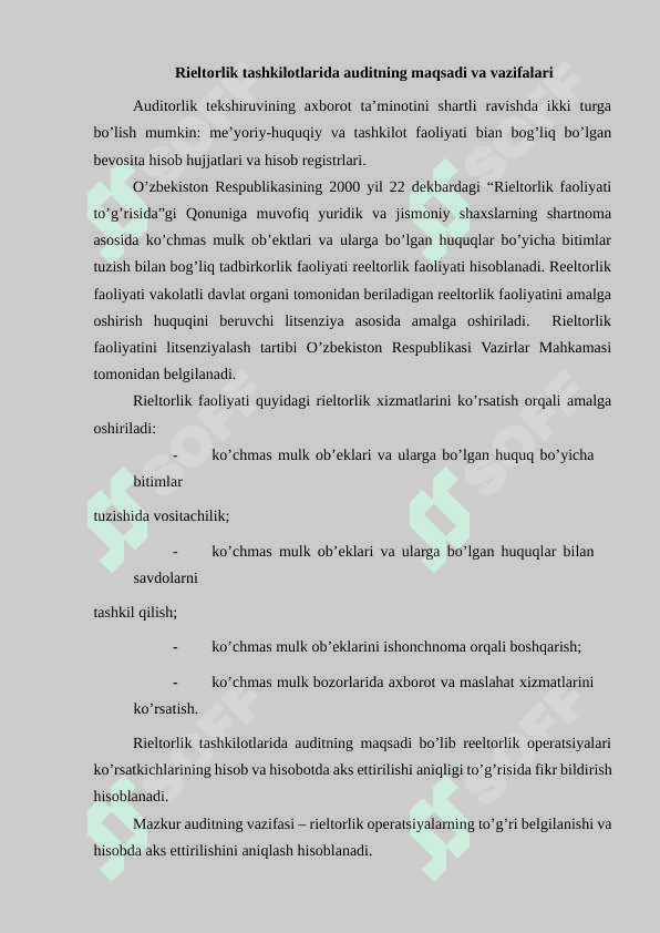 RIELTORLIK TASHKILOTI AVTOMATLASHTIRILGAN TIZIMI 2
