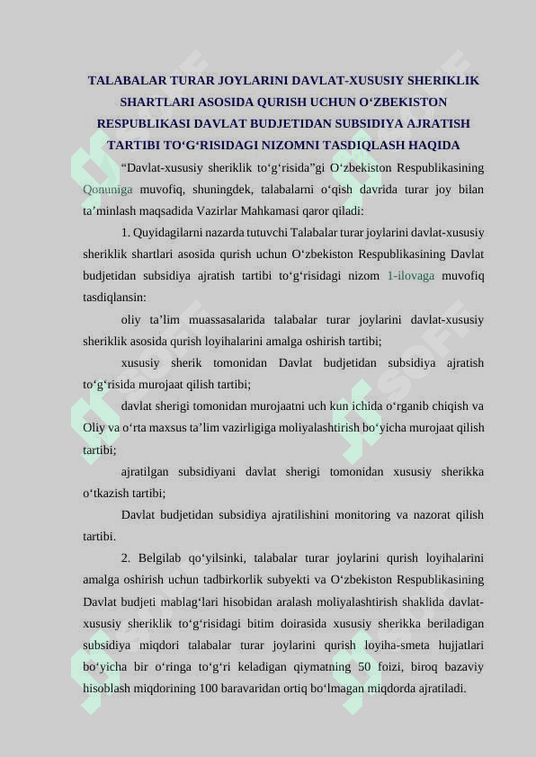 TALABALAR TURAR JOYINI BOSHQARISH DASTURI 2