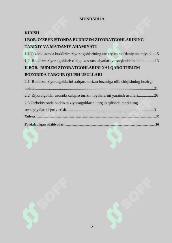 O’ZBEKISTONDA BUDDIZM ZIYORATGOHLARI XOLATI VA ULARNI XALQARO TURIZM BOZORIDA TARG’IB QILISH USULLARI 2