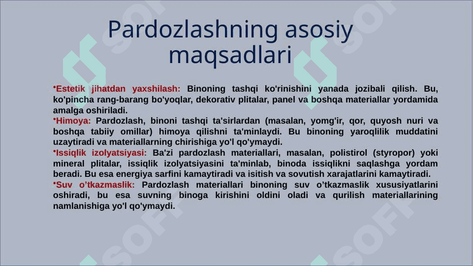 Pardozlash va issiqlik izolyatsiya materiallarining turlari 4