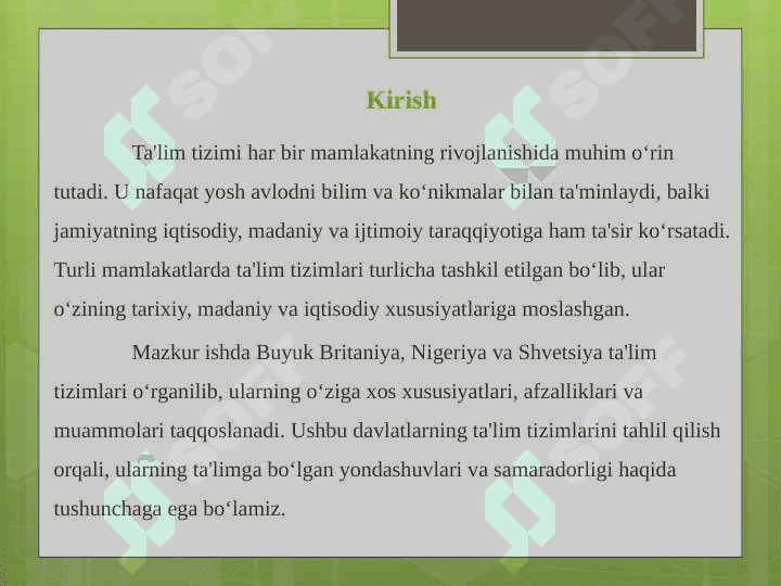 Buyuk Britaniya Nigeriya Shvetsiya taʼlim tizimi 3