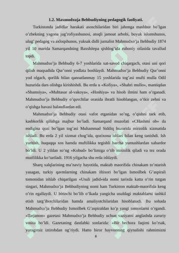 Mahmudxo’ja Behbudiyning ijtimoiy pedagogik qarashlari 8