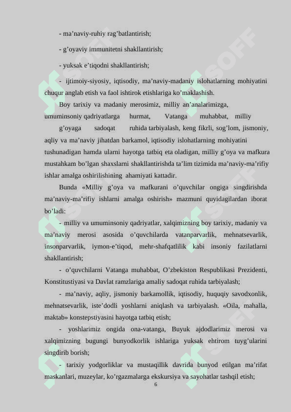 maktabda mafkuraviy tarbiyani tashkil etish metodikasi. bo’lajak o’qituvchilarni ma’naviy axloqiy tarbiyalashning mohiyati va vazifalari 6