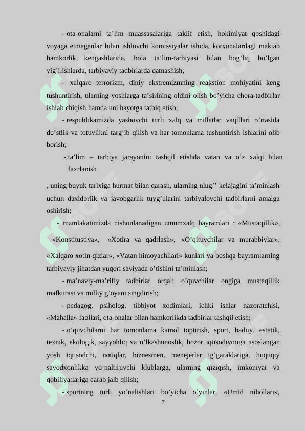maktabda mafkuraviy tarbiyani tashkil etish metodikasi. bo’lajak o’qituvchilarni ma’naviy axloqiy tarbiyalashning mohiyati va vazifalari 7