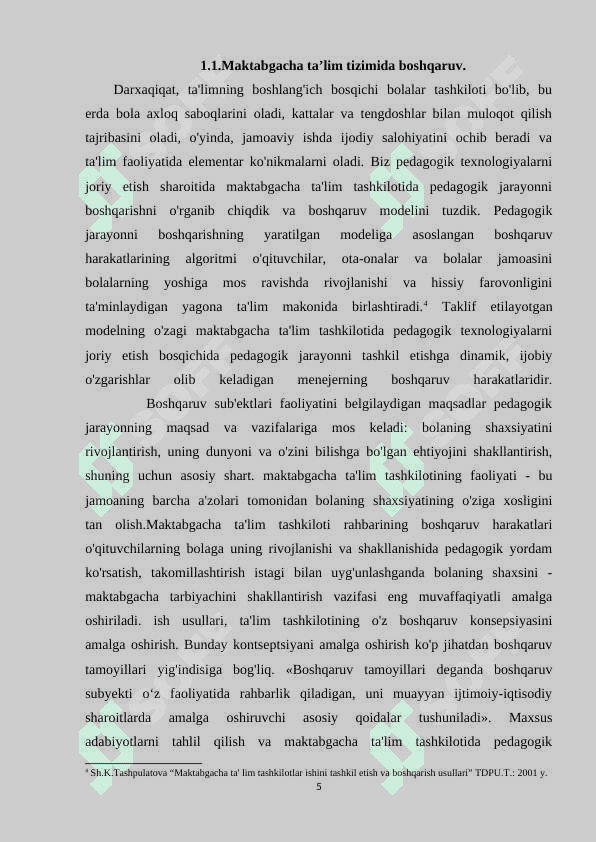 Maktabgacha ta’lim tizimida boshqaruv kadrlarni tayyorlash va qayta tayyorlash tizimini takomillashtirish 5