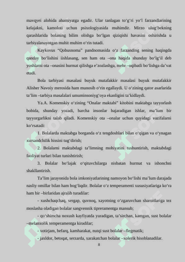 MAKTABGACHA TA’LIMDA TARBIYA BERISH USULLARI VA VOSITALARI 8