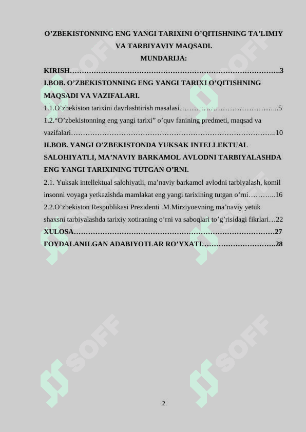 O’ZBEKISTONNING ENG YANGI TARIXINI O’QITISHNING TA’LIMIY VA TARBIYAVIY MAQSADI 2