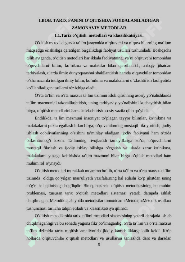 Zamonaviy tarix darsi va unga qo’yilgan talablar 5