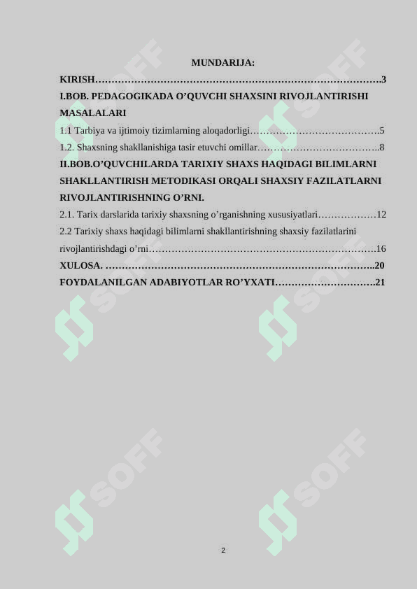 TARIX VA IJTIMOIY FANLARNI O’RGANISH JARAYONIDA SHAXSIY FAZILATLARNI RIVOJLANTRISH 2