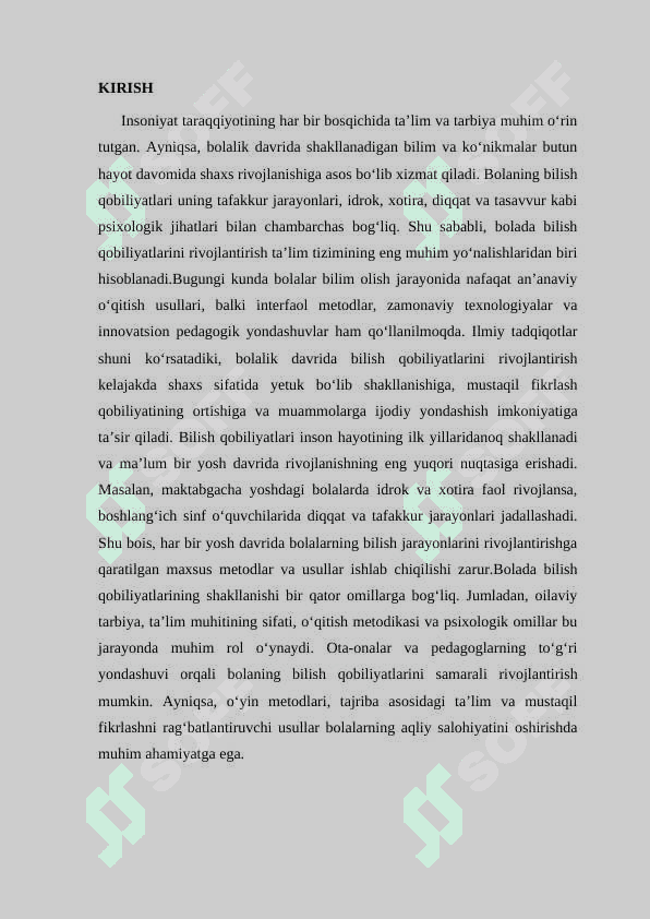 Bolada bilish qobiliyatlarini rivojlanishi 2