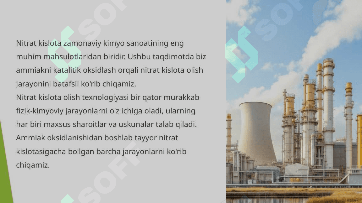 AMMIAKNI KATALITIK OKSIDLAB NITRAT KISLOTA OLISH 2