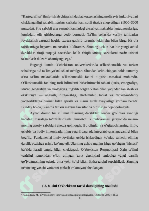 8-SINF O’ZBEKISTON TARIXI DARSLIGINING TUZULISHI. 8