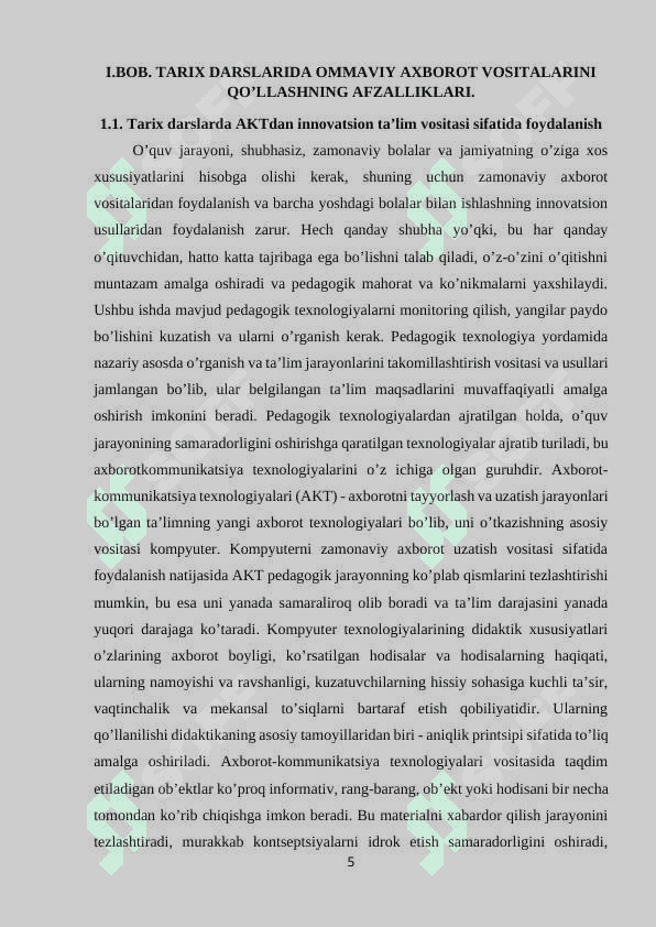 TARIX FANIDA OMMAVIY AXBOROT VOSITALARIDAN FOYDALANISH. 5