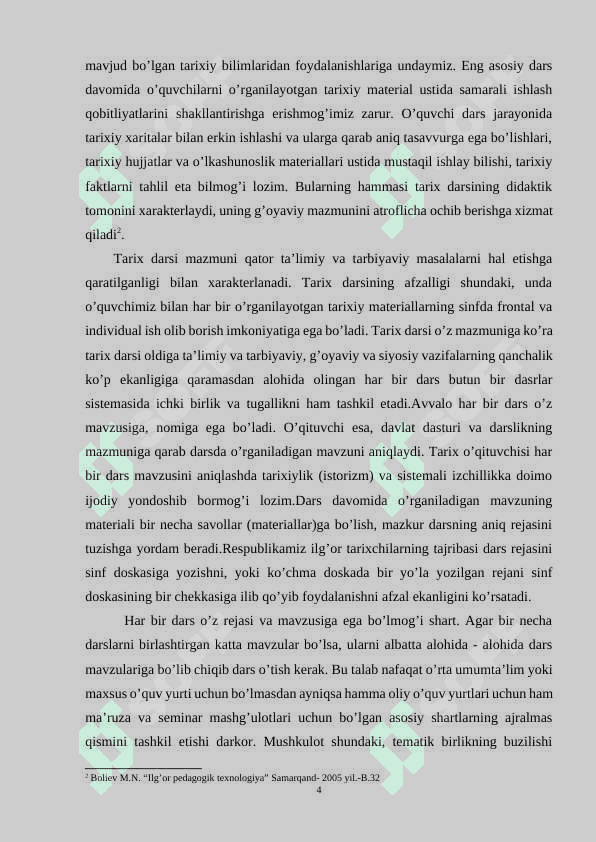 Tarix darsliklariga qo’yiladigan zamonaviy talablar 4