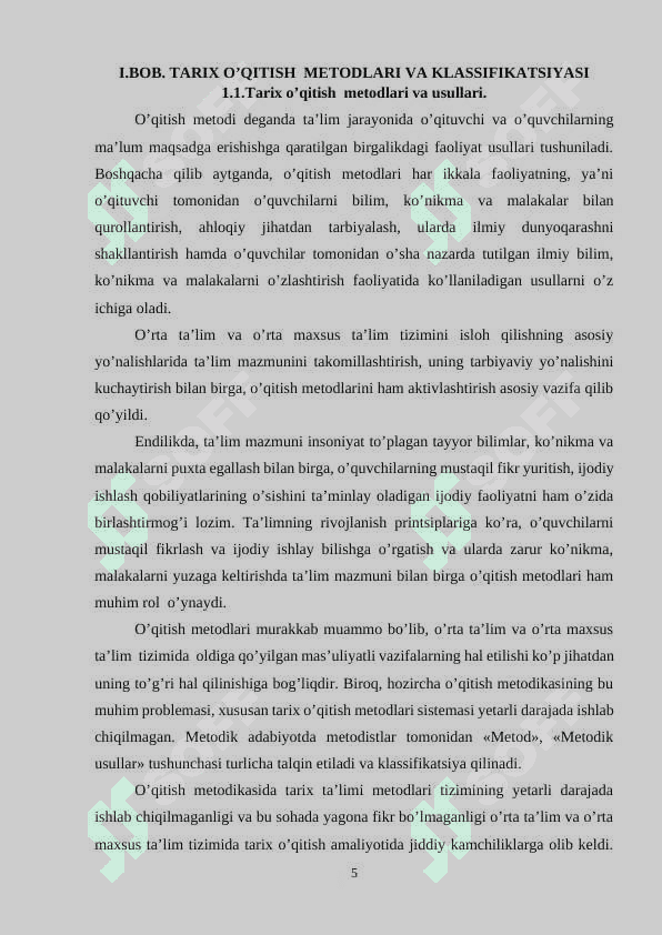 TARIX FANINI O'QITISHNING  METODLARI VA KLASSIFIKATSIYASI 5