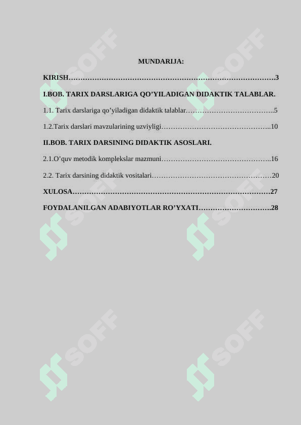 TARIX DARSLARIGA QO’YILADIGAN DIDAKTIK TALABLAR 2