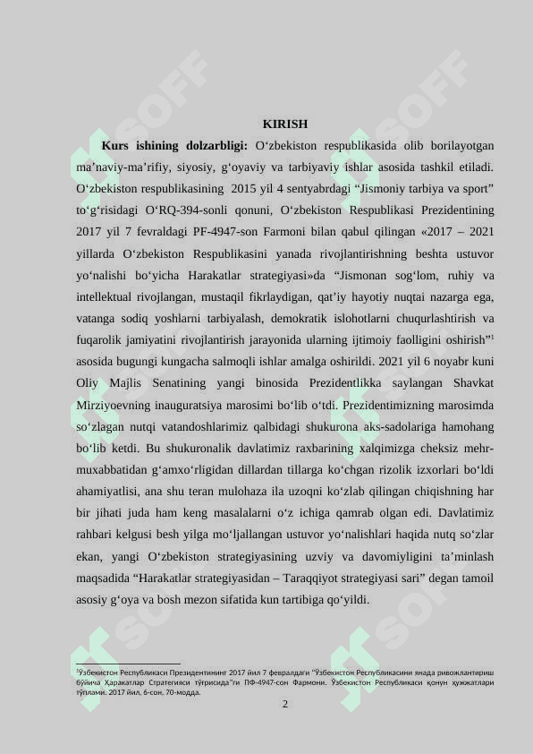Jismoniy tarbiya va sportga oid huquqiy me’yoriy hujjatlar 2