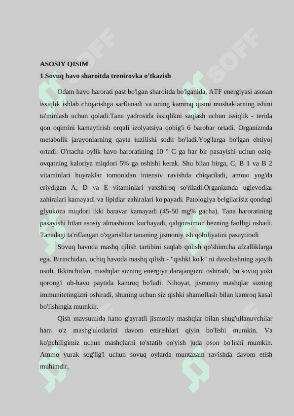 Sovuq va issiq havo sharoitda trenirovka va musobaqa 5