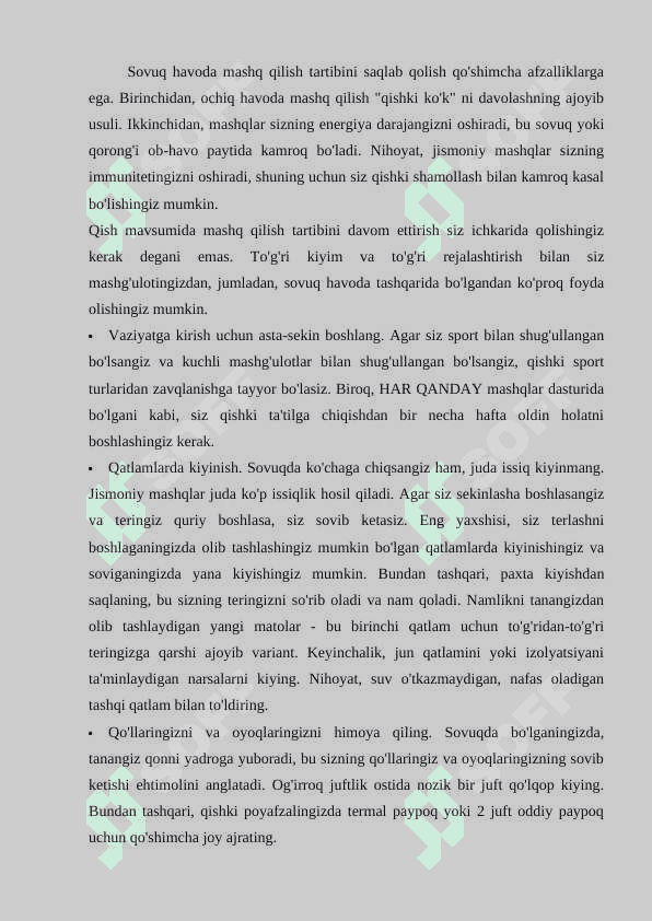 Sovuq va issiq havo sharoitda trenirovka va musobaqa 6