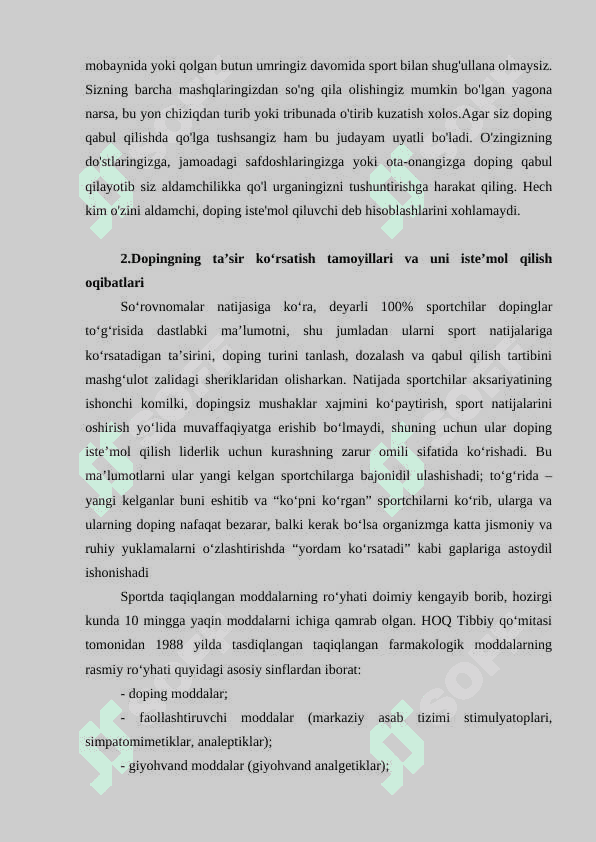 SPORTDA ISLATILADIGAN DOPING VA UNGA QARSHI KURASH 8
