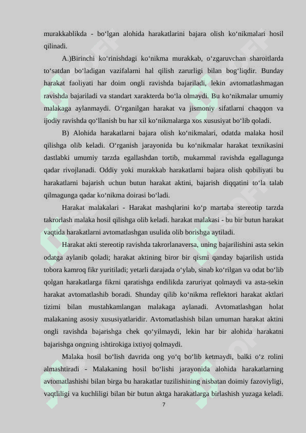 Harakatlarga o'rgatish bosqichlarining asosiy  yo'nalishlari va xususiyatlari 7