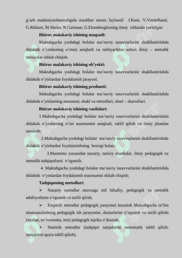 MAKTABGACHA УОSHDAGI BОLALARNI MA’NAVIУ    TASAVVURLARINI SHAKLLANTIRISHDA DIDAKTIK О’УINLARNING О’RNI 6