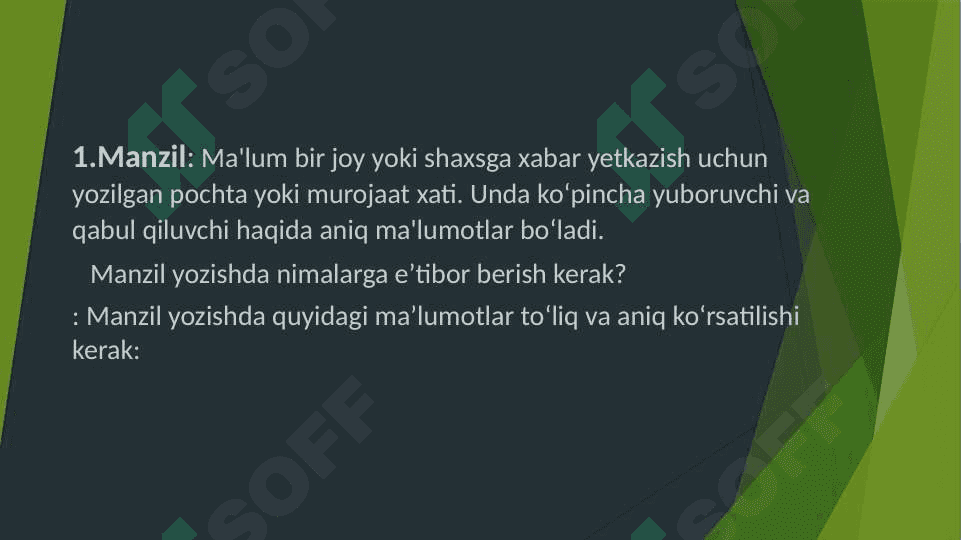 Manzil taklifnoma,telegramma,telefonogrammaning yozilish tartibi 2
