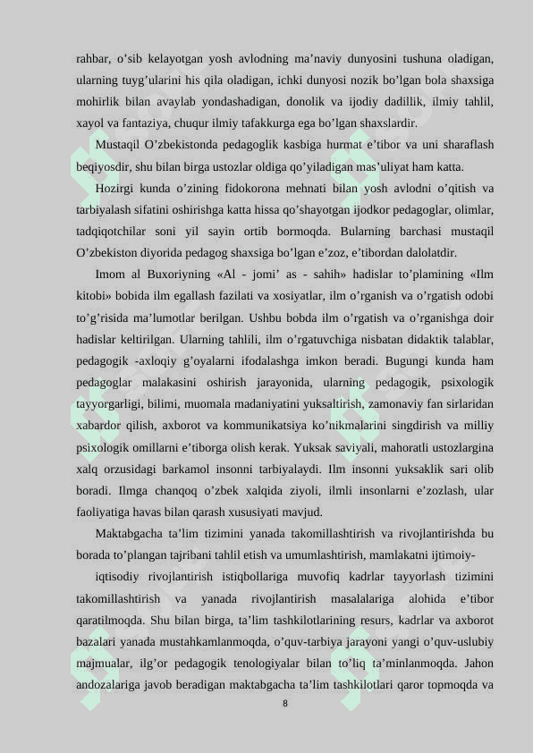Maktabgacha ta'lim tashkiloti nazoratchi metodistining asosiy vazifalari, huquqlari 8