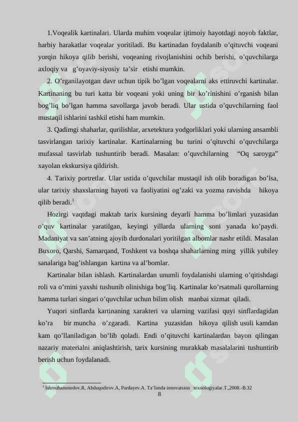 O’ZBEKISTON TARIX DARSLARIDA TARIXIY MANBALAR, BADIIY VA BOSHQA ADABIYOTLARDAN FOYDALANISH 8
