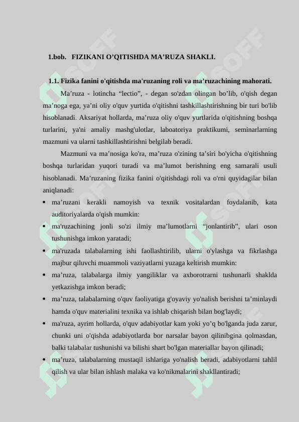 Fizikani o’qitishning turt shakli ma’ruza  masala yechish labaratoriya praktikumi mustaqil bilim olish 4