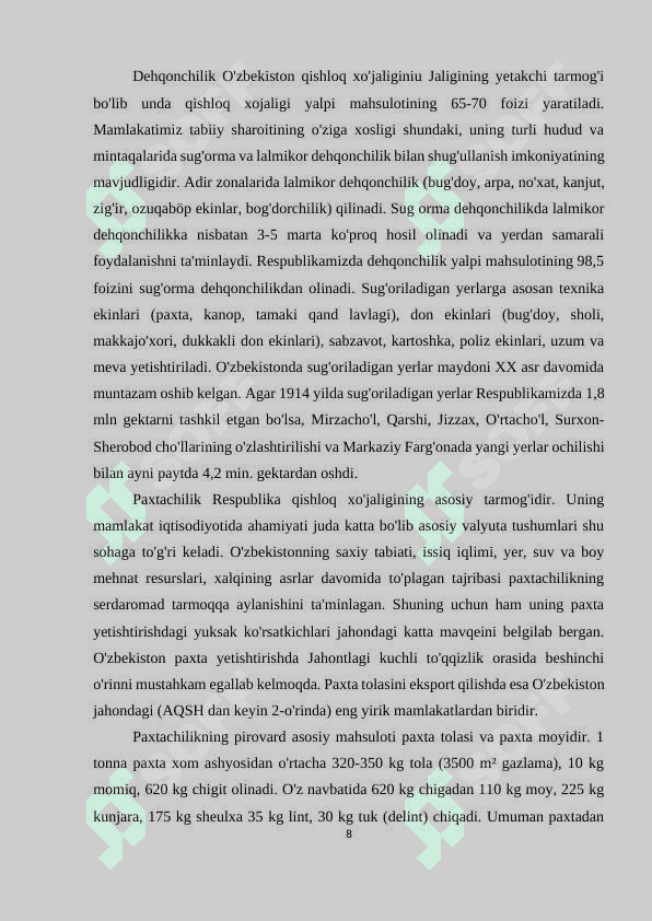 O'zbekiston Respublikasi qishloq xo'jaligi 8