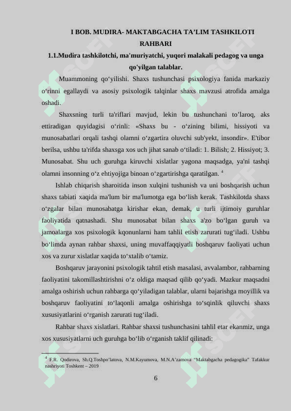 Maktabgacha ta'lim tashkiloti rahbari va uning faoliyati 6