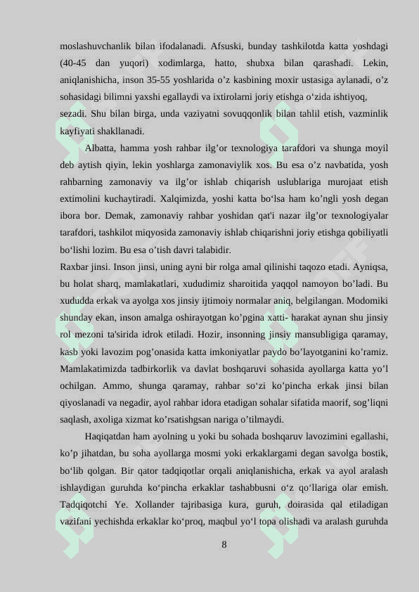 Maktabgacha ta'lim tashkiloti rahbari va uning faoliyati 8
